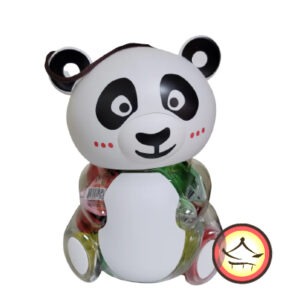 Alcancia panda con gelatinas de frutas
