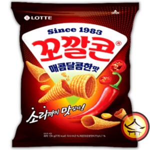 Lotte cone shaped corn snack seafood spiccy 67gr